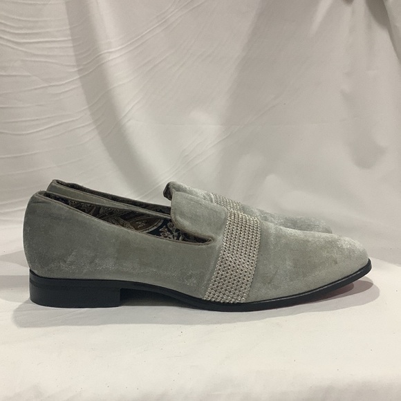 AFTER MIDNIGHT Velvet Silver Crystal Loafers - Picture 8 of 8